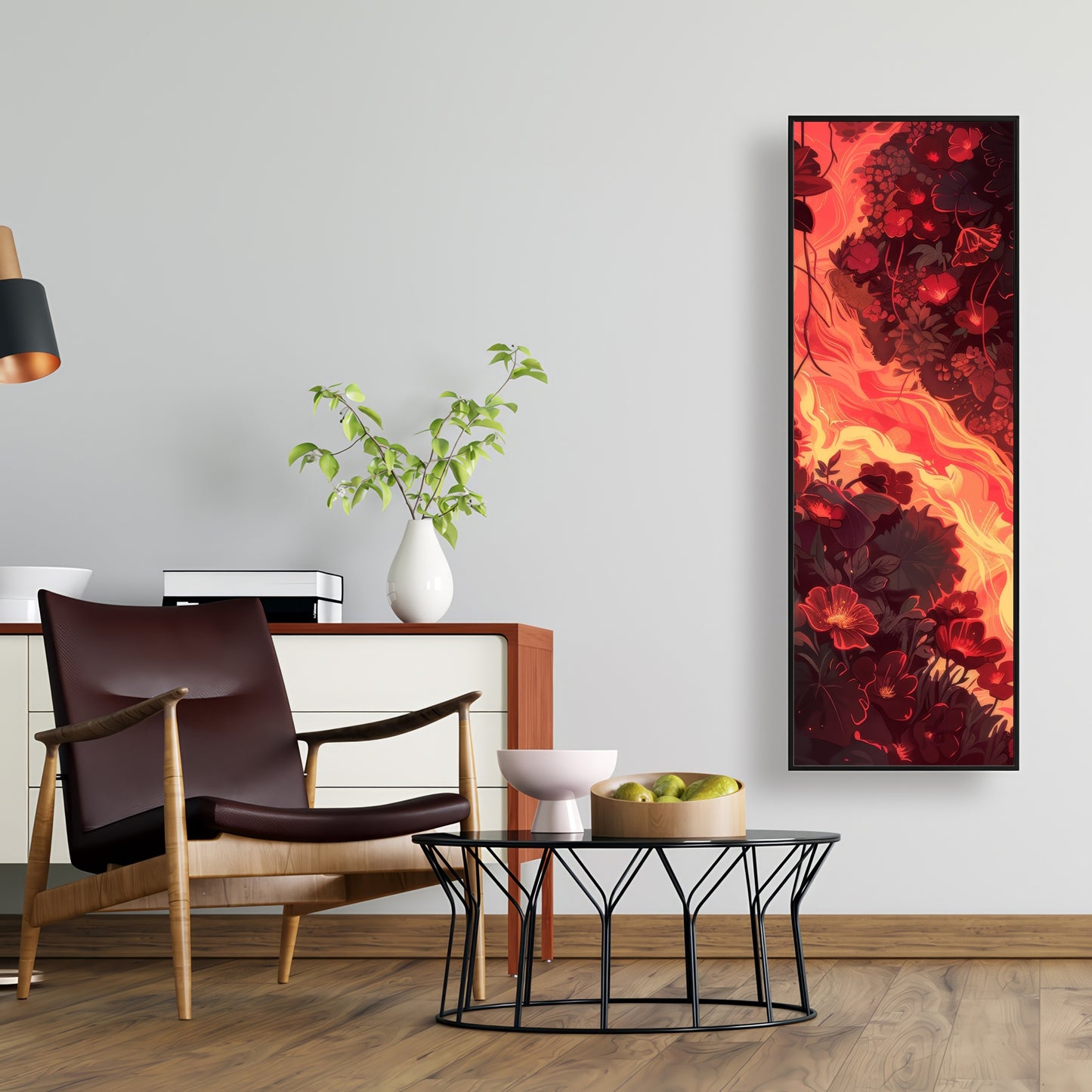 Seering Flowerbed - Red Framed Canvas Home Decor Art