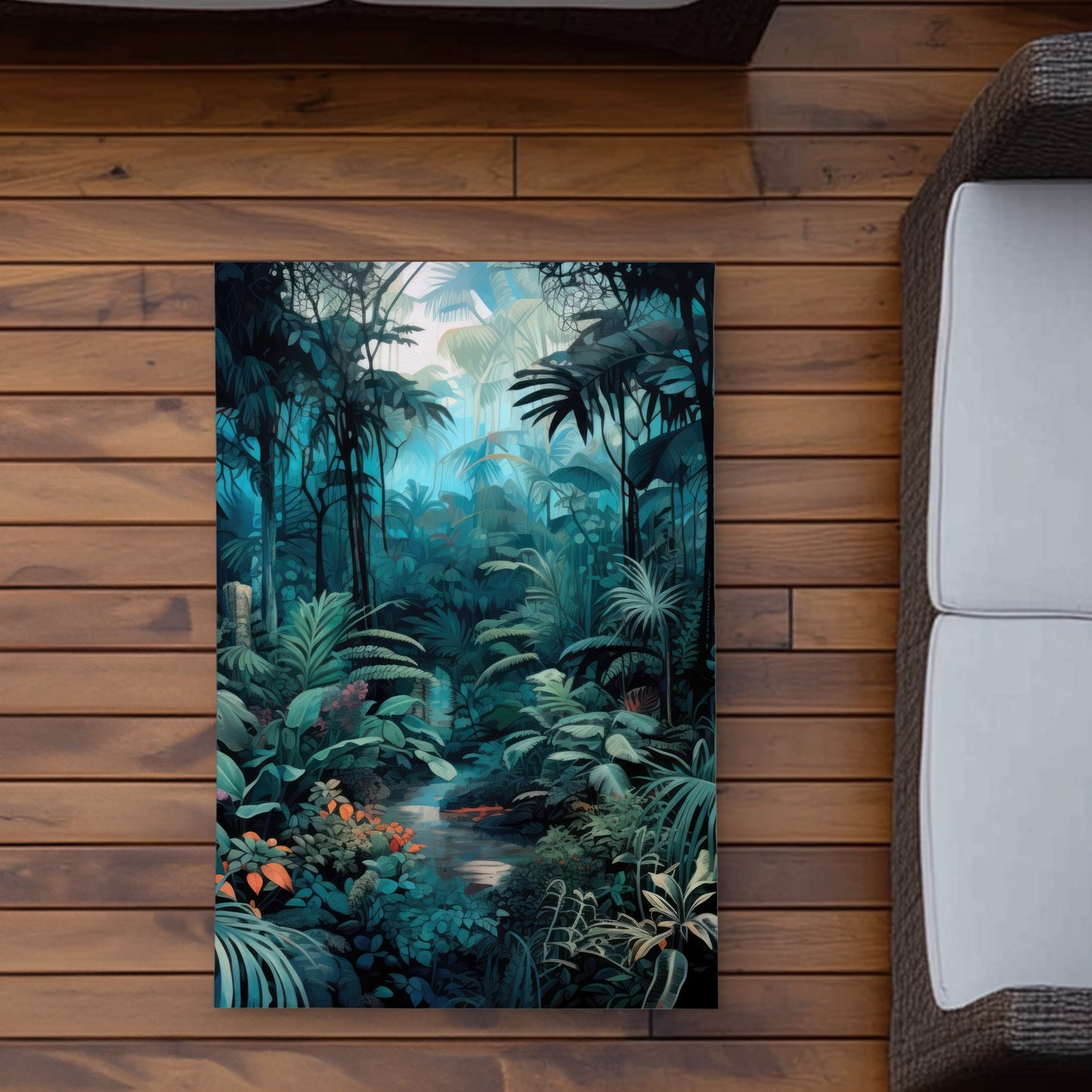 Deep in the jungle - Blue Outdoor Area Rug for Home Decor