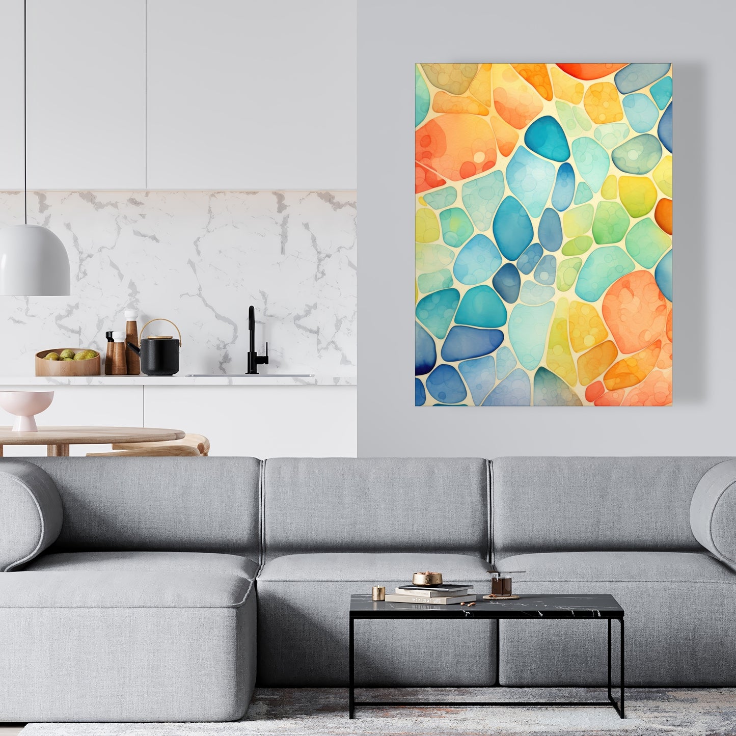 Blobs Turquoise Canvas - Unique Home Decor Art Piece
