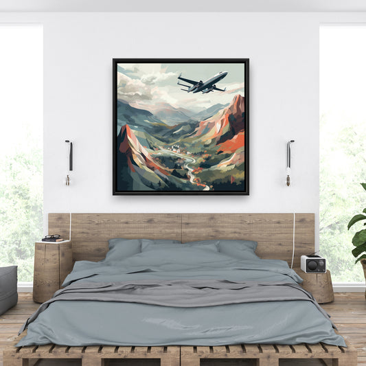Shallow Flight - Green Framed Canvas Home Decor Art