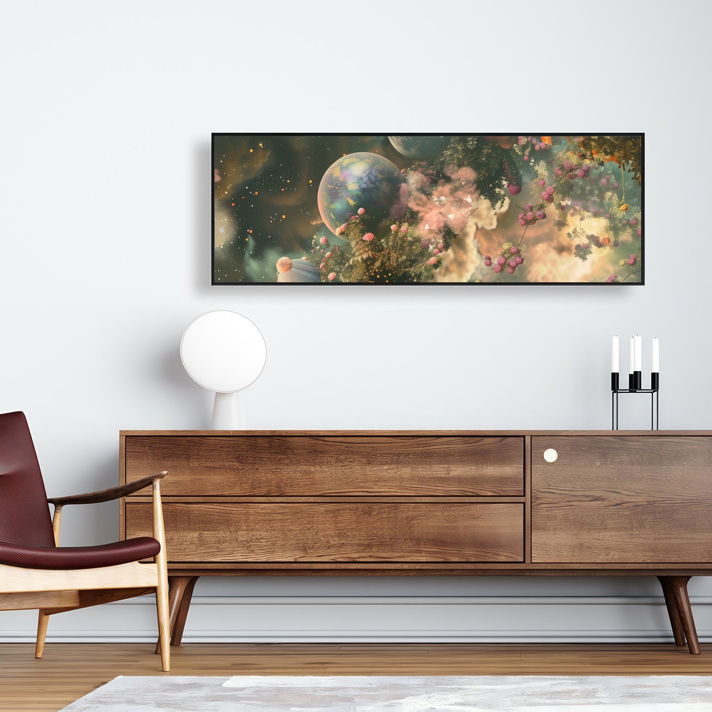 Bloom space - Framed Canvas - Print on demand