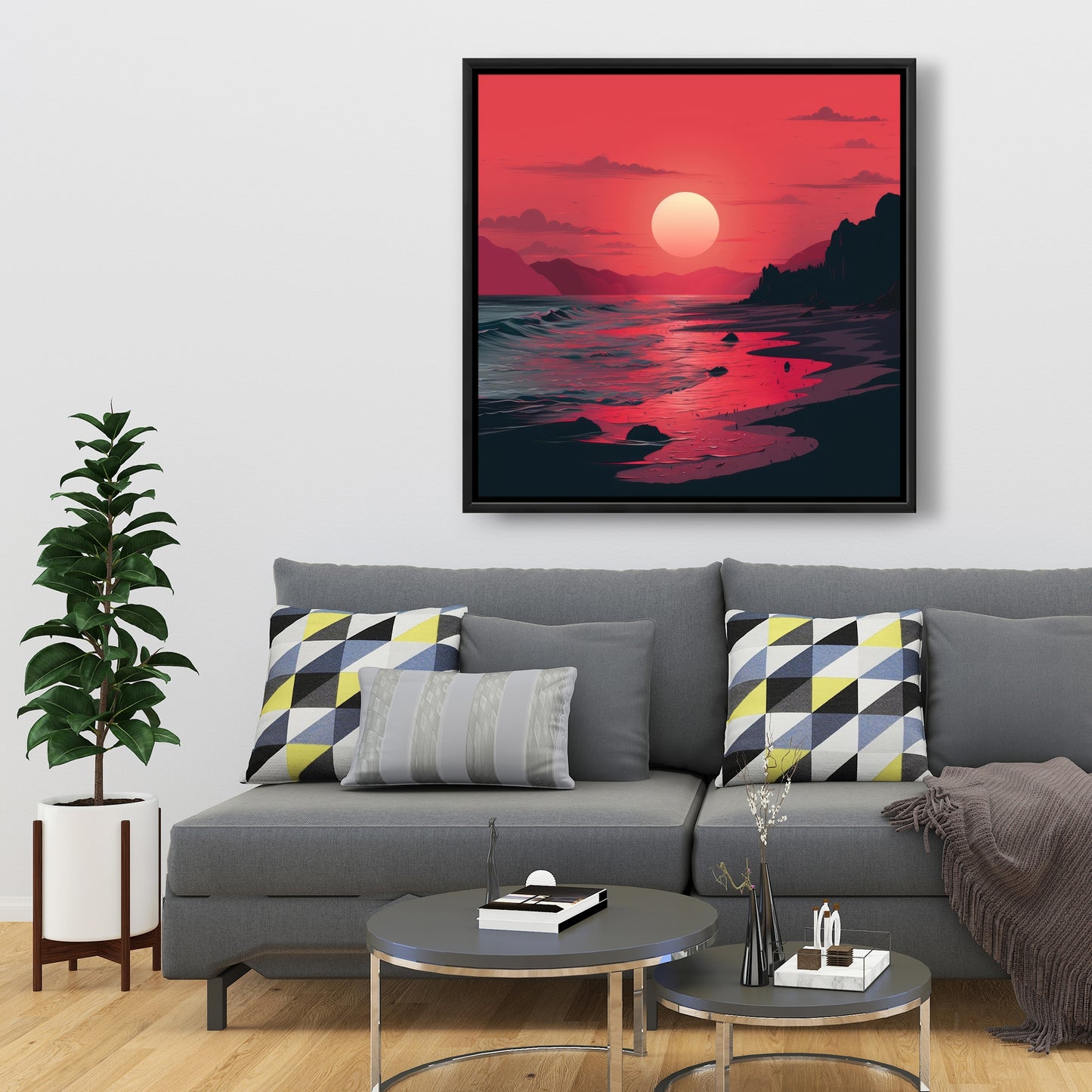 Red Sky - Red Framed Canvas for Stunning Home Decor