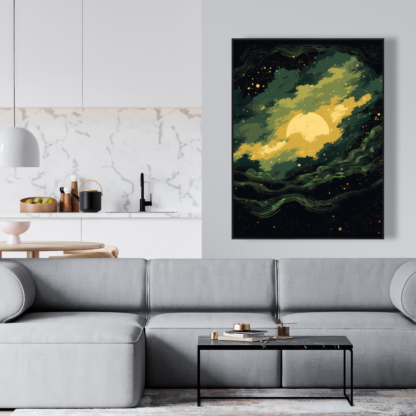 Cloudy Star - Black Framed Canvas for Home Decor | Stylish Art