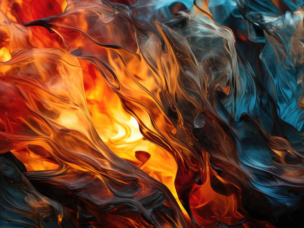 Crystallized Fire - Blue Polyester Placemat for Home Decor