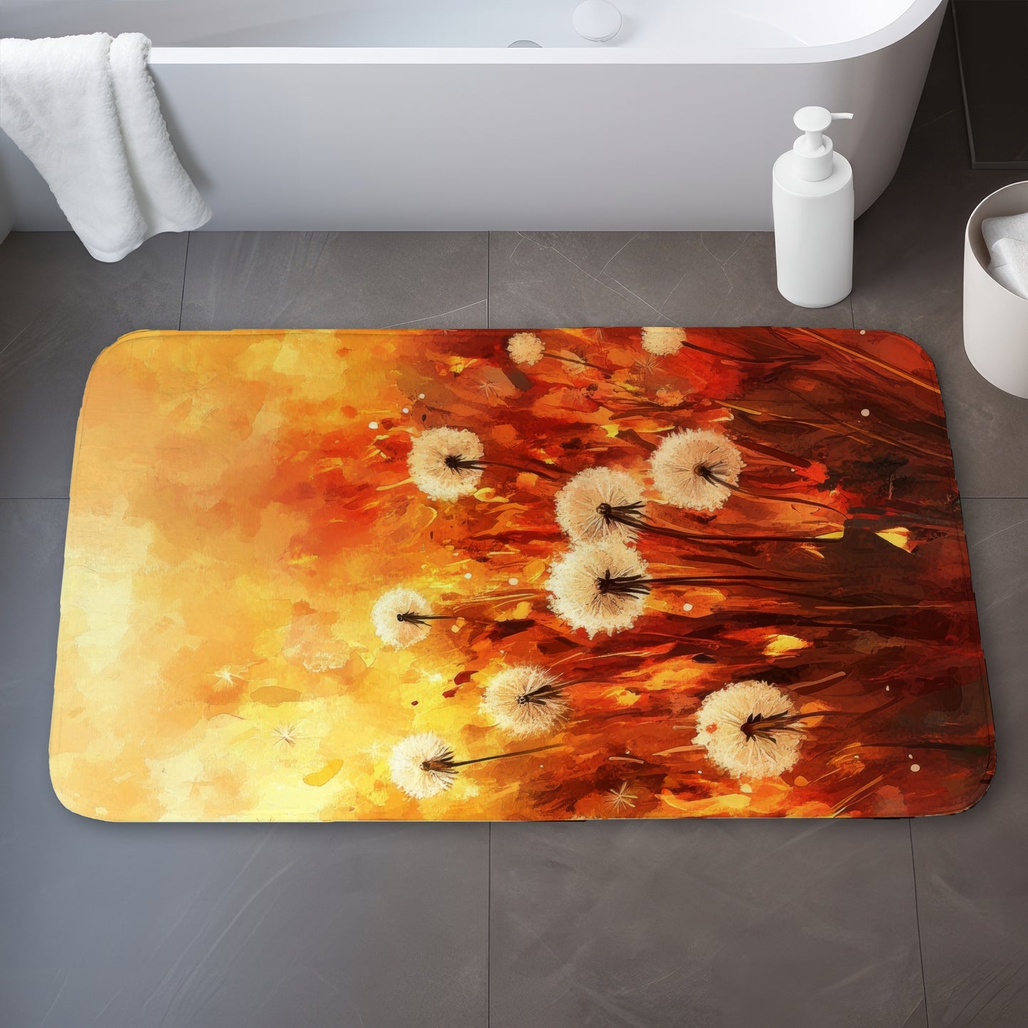 Dandelion fire - 17"x24" Bath mat