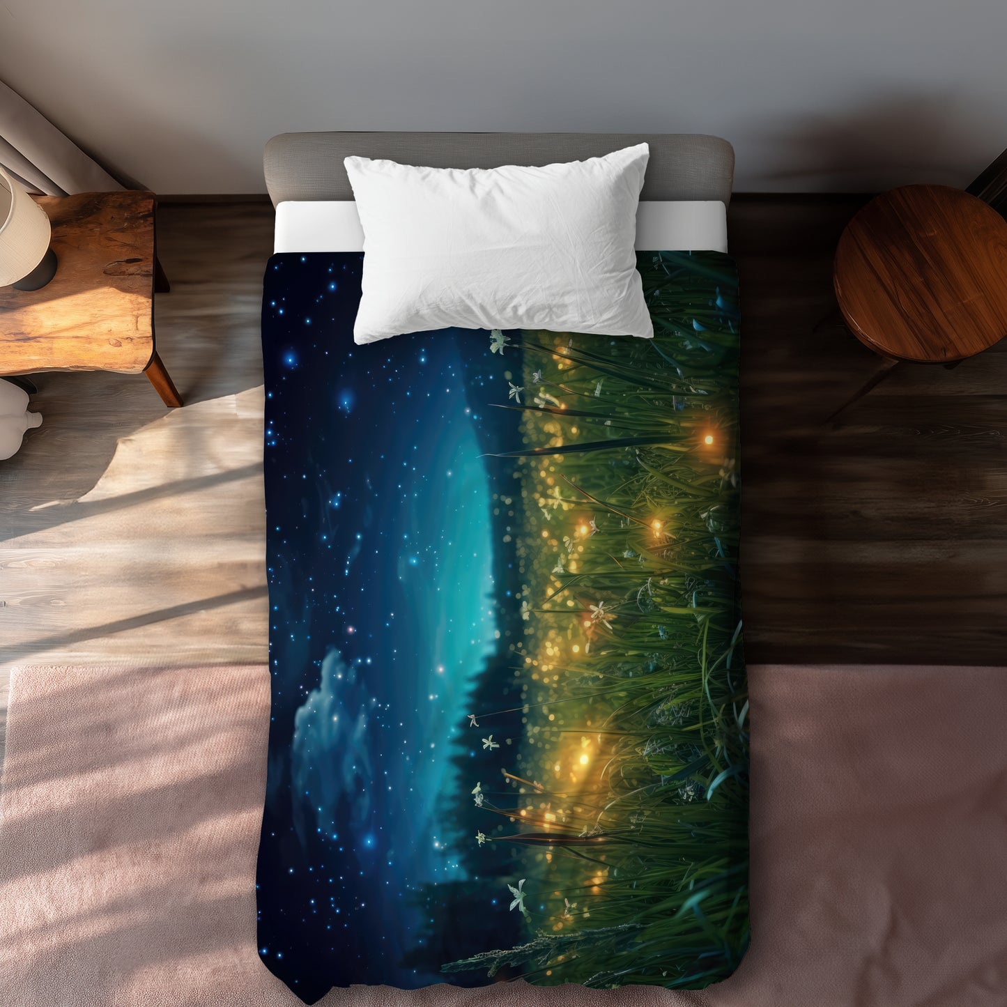 Fireflies at Night Blue Duvet Cover - Home Decor Essentials