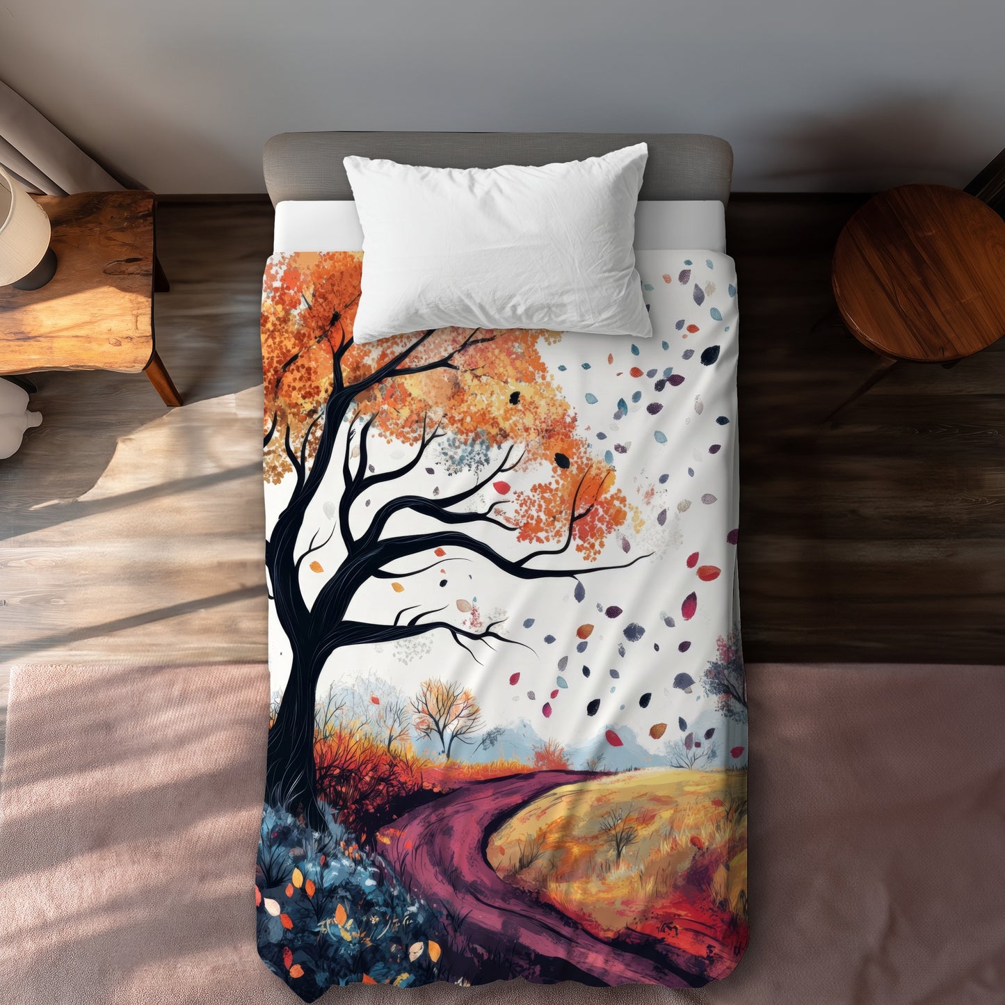 Blowing leaves - 88"x88" Duvet Cover