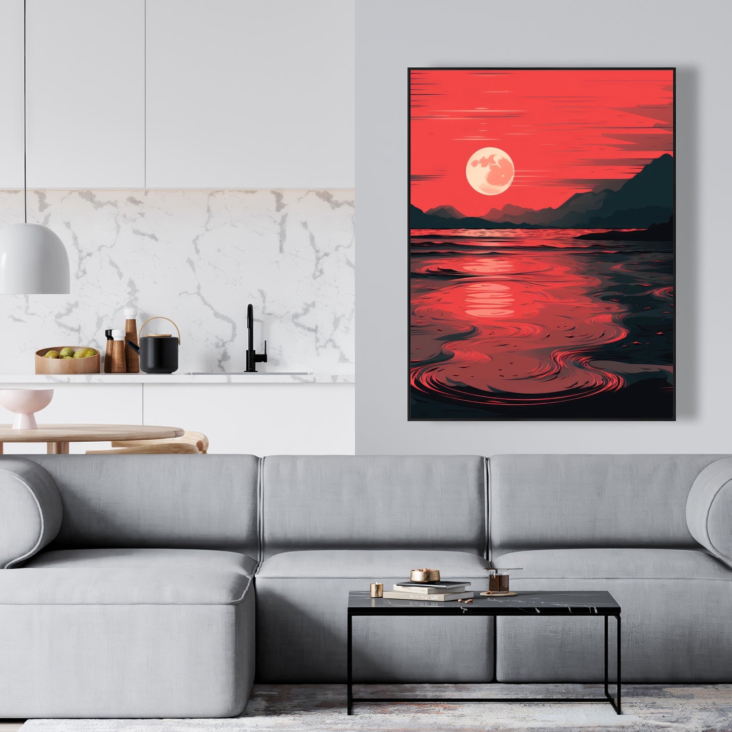 Bloody tides - Framed Canvas - Print on demand