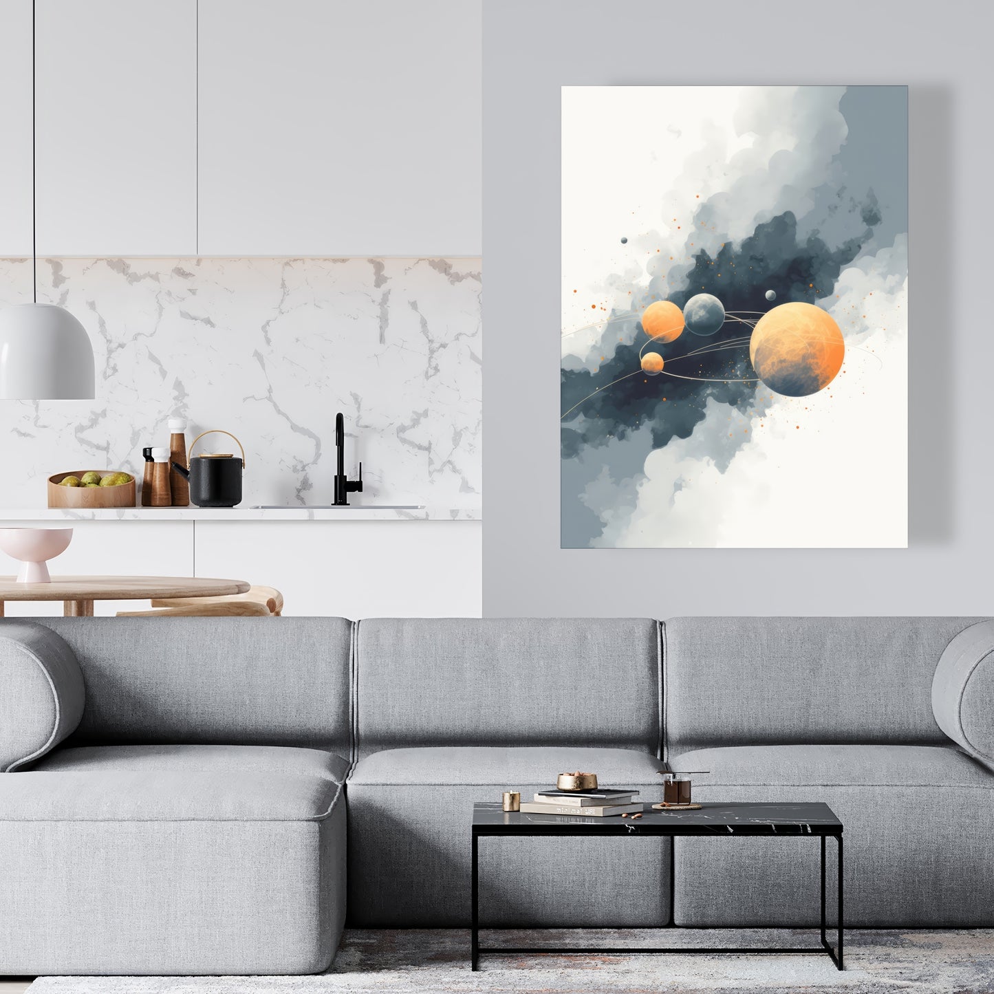 Circle of Planets - White Canvas Home Decor Wall Art