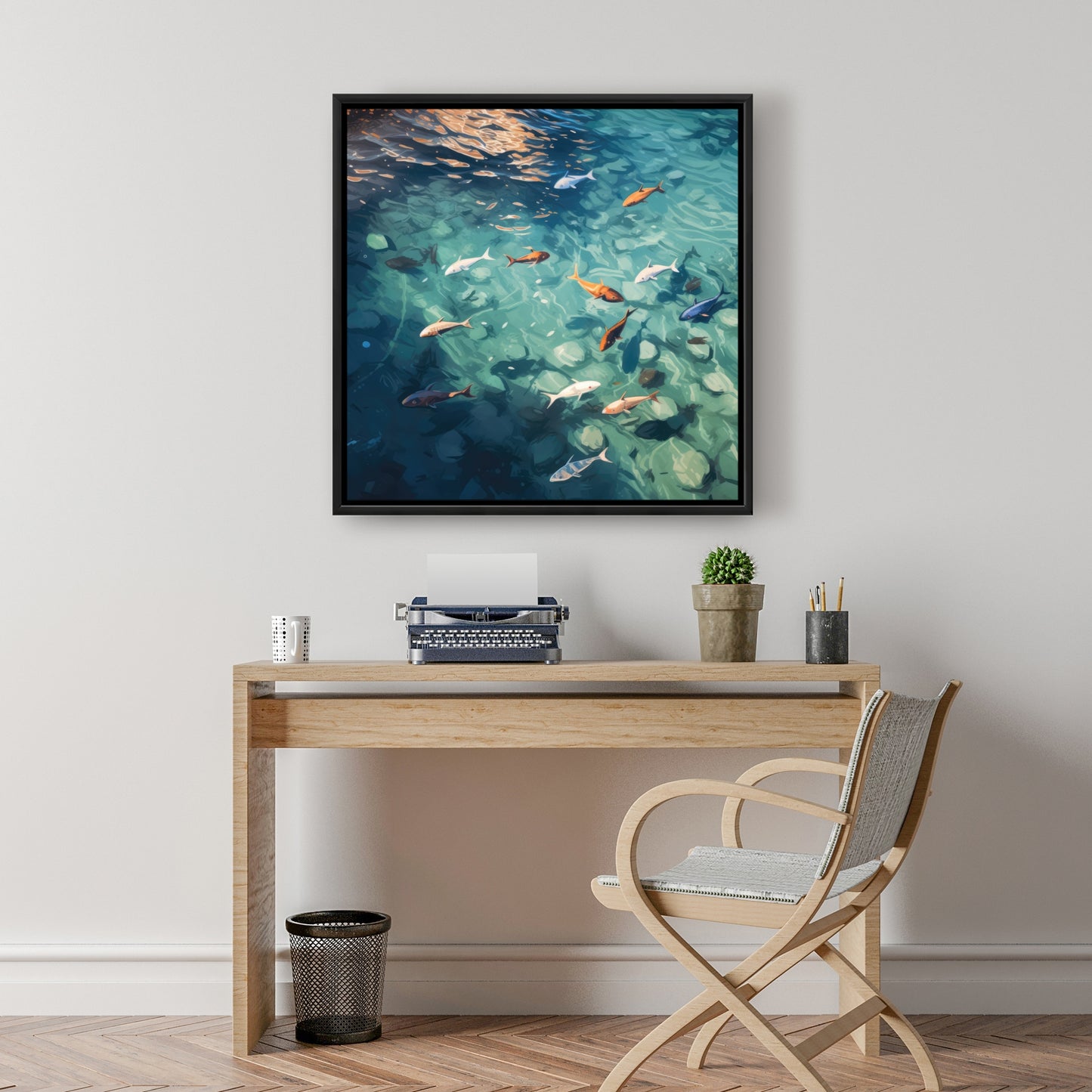 Caustic fish - 36"x36" Framed canvas