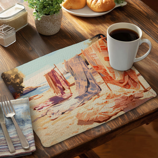 Warm Sands - Green Braided Polyester Placemat for Home Decor