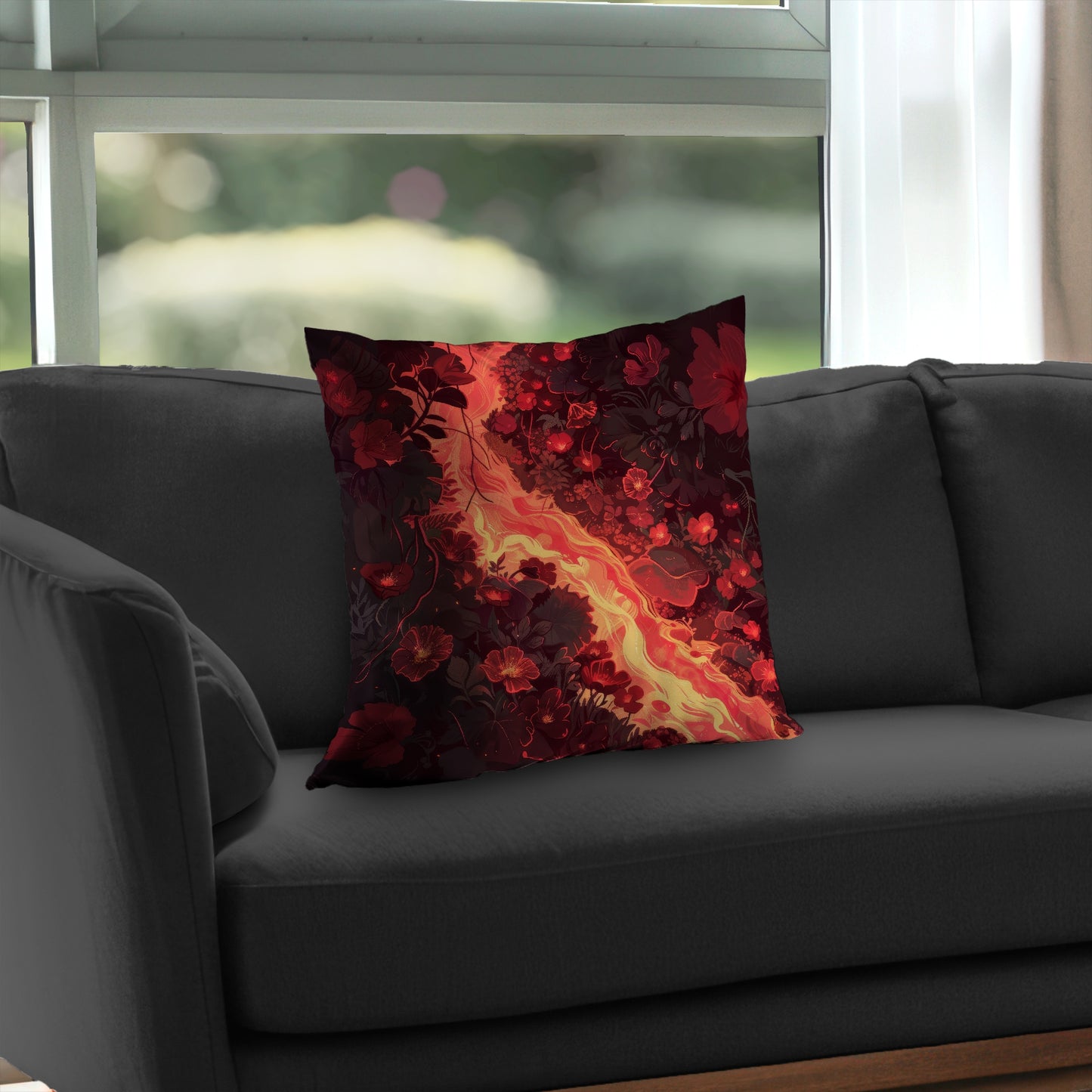 Seering Flowerbed Black Poly Twill Throw Pillow Insert | Home Decor