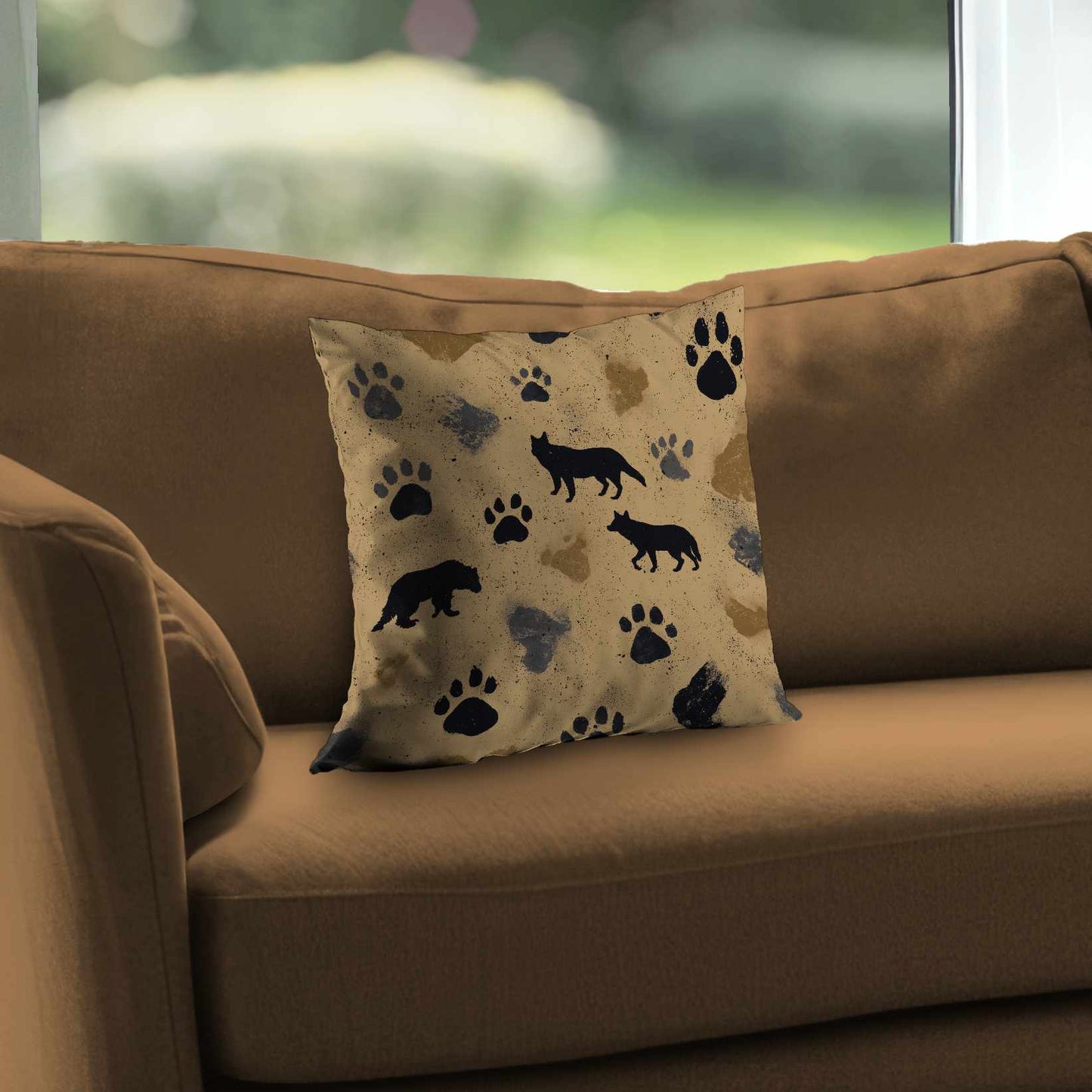 Coussin décoratif Wild Tracks Echo en sergé de polyester | Décoration d'intérieur