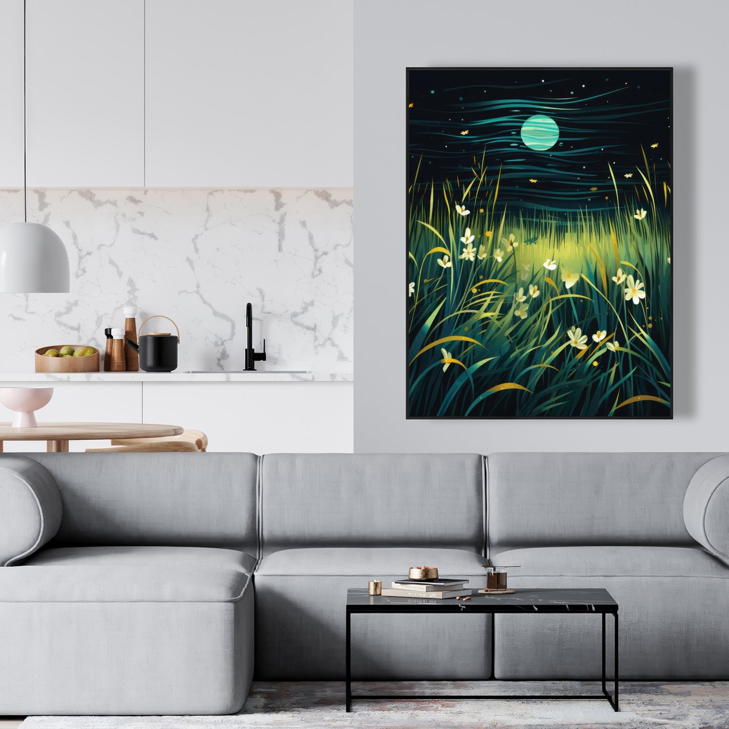Windy night - Framed Canvas - Print on demand