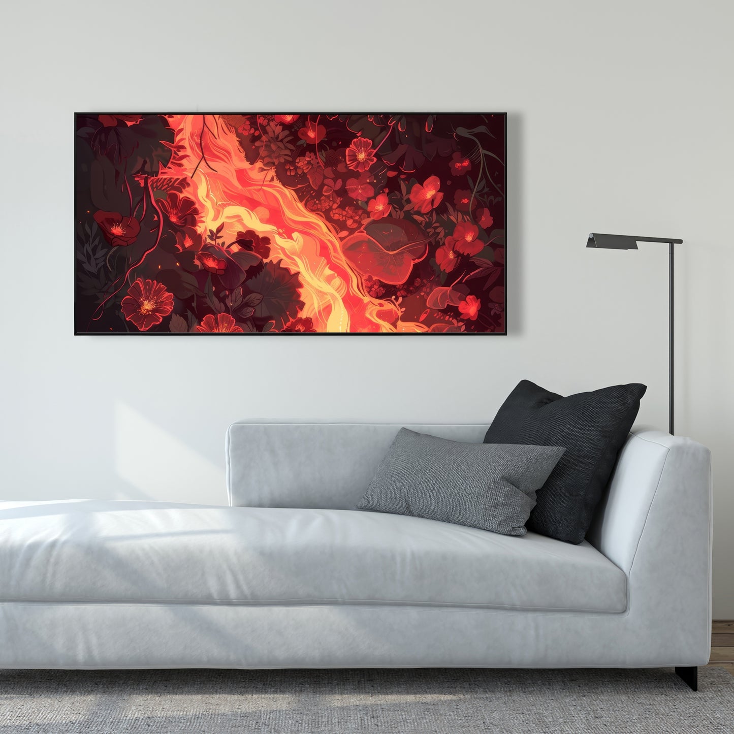 Seering Flowerbed - Red Framed Canvas Home Decor Art