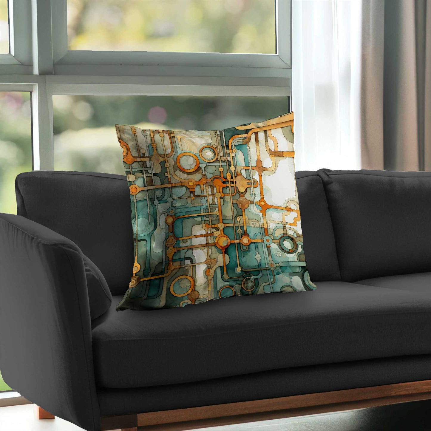 Turns and bends Turquoise Poly Twill Throw Pillow | Decor
