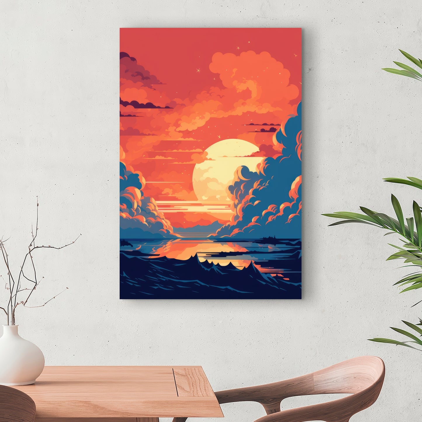 Orange and Blue - Yellow Canvas for Home Decor | Vibrant Art