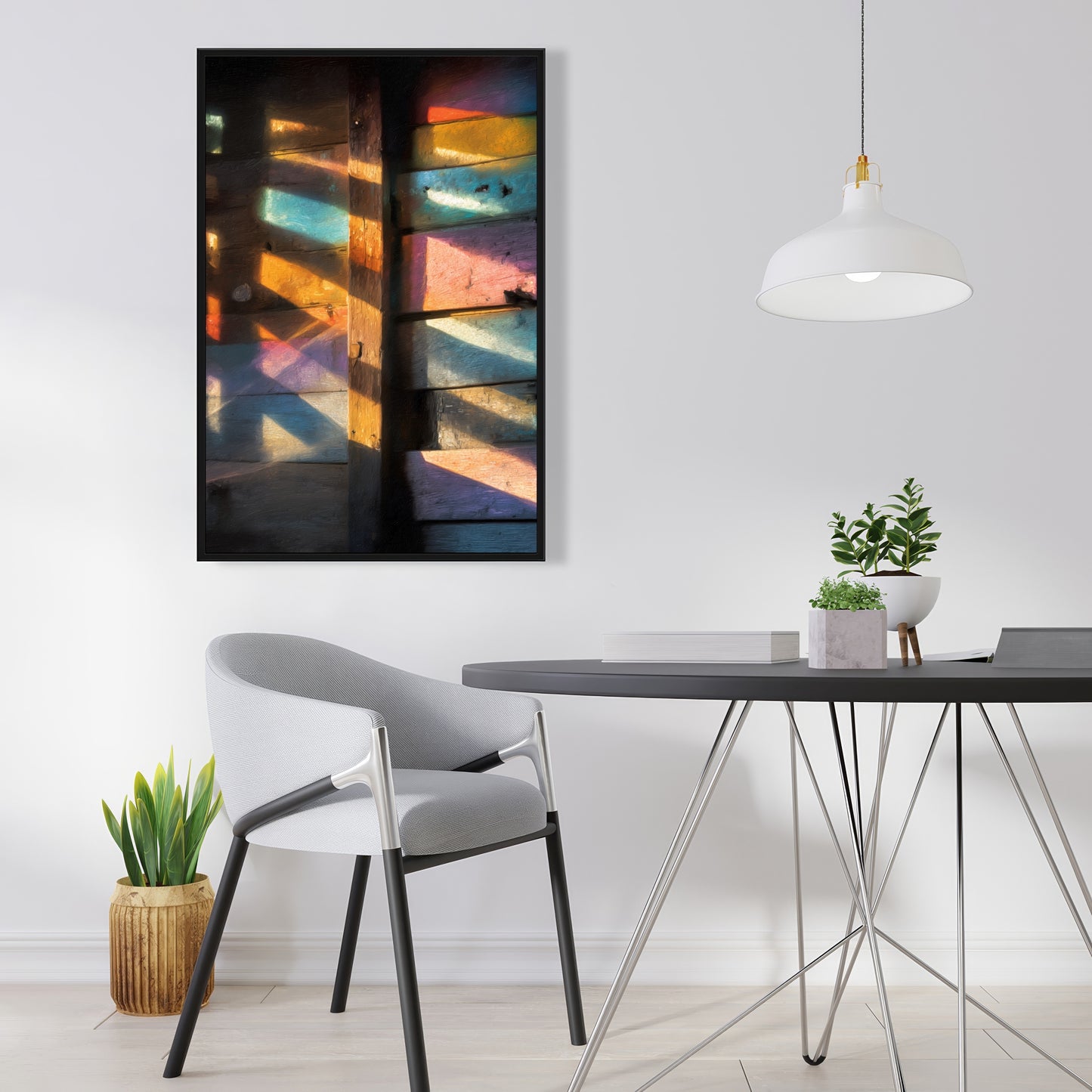 Casting Rainbows - Green Framed Canvas for Home Decor