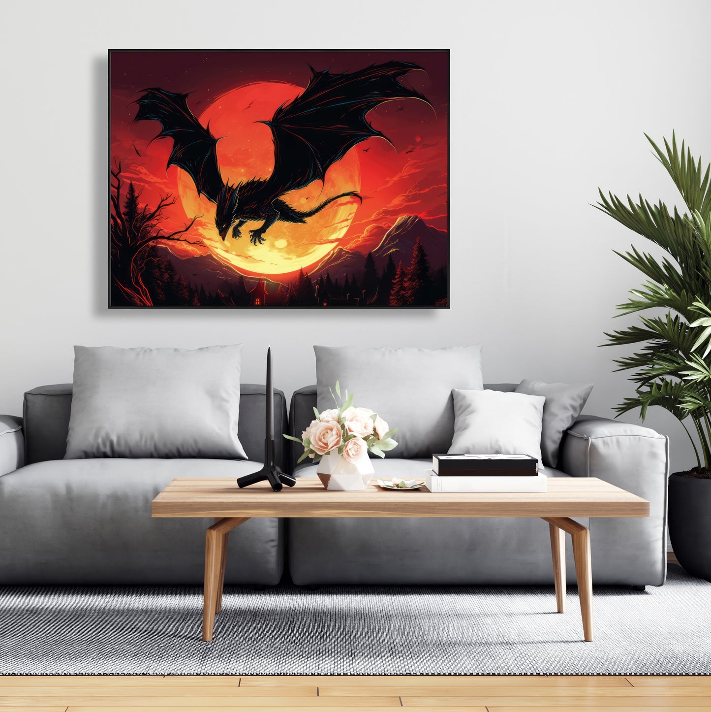 The dragon's wrath - 36"x36" Framed canvas