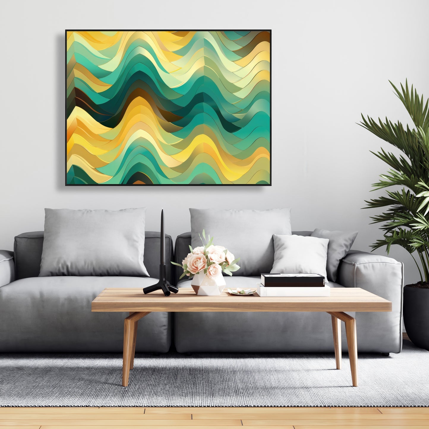 Jagged Luxury - Yellow Framed Canvas for Home Decor