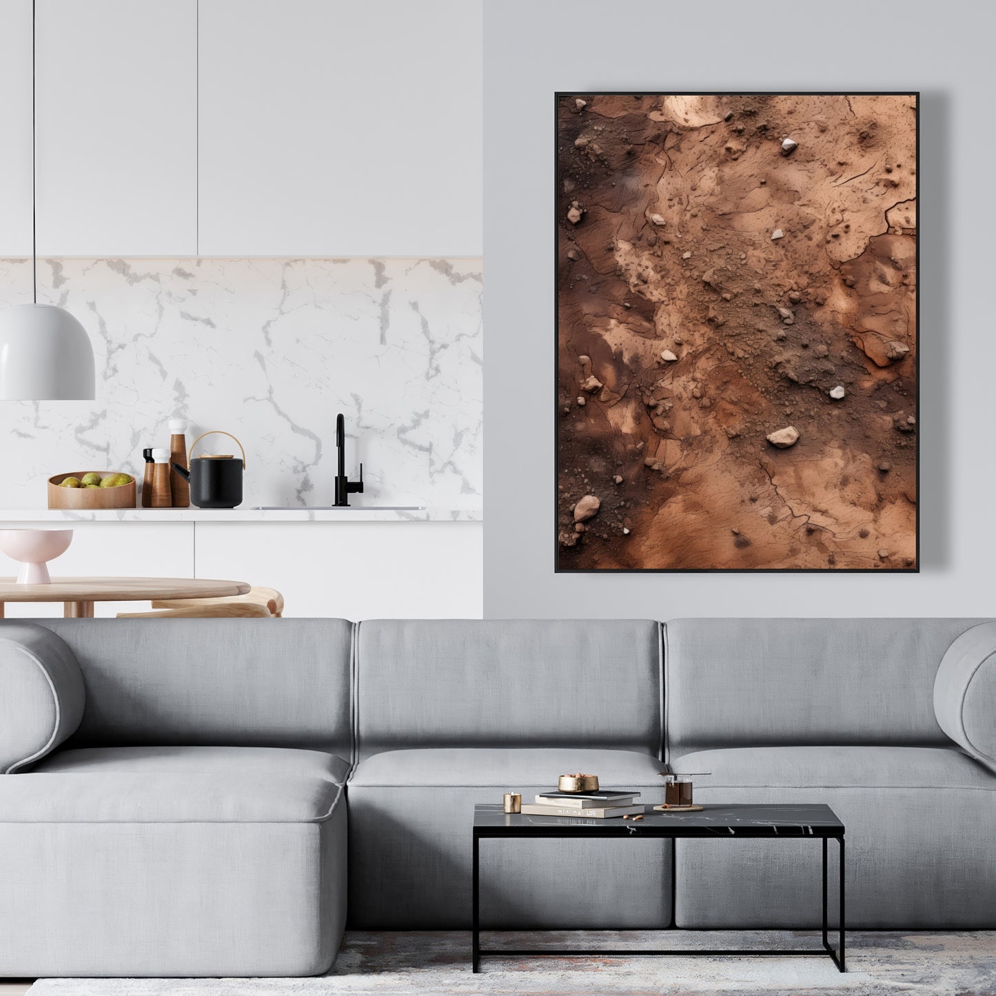 Mud and Stones | Brown Framed Canvas Home Decor Art