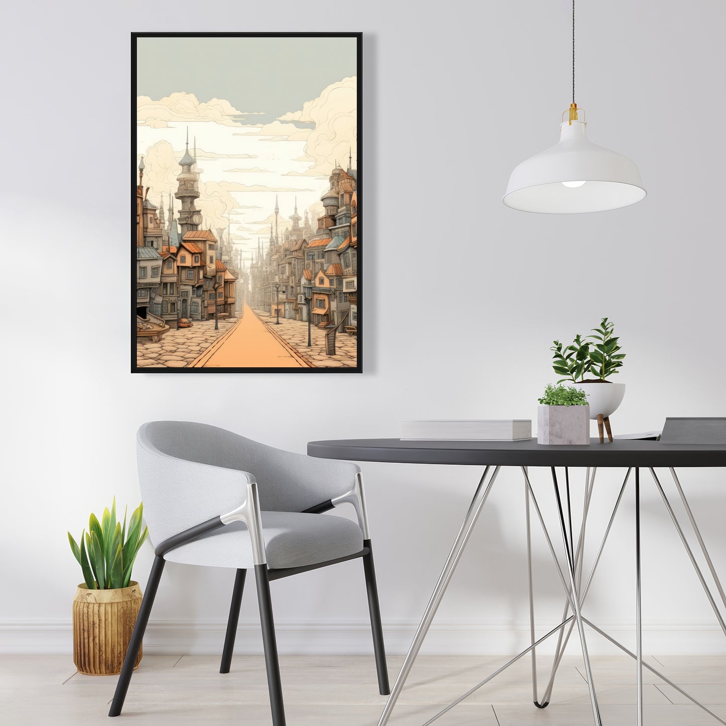 Doing well - Beige Framed Canvas for Elegant Home Decor