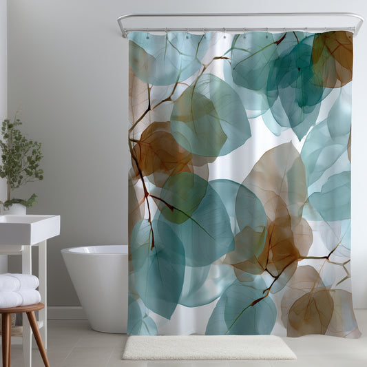 Translucent Leaves Turquoise Shower Curtain | Home Decor