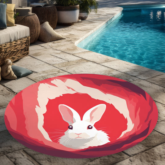 Looking Out - White 5' Round Outdoor Area Rug for Home Decor