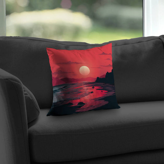 Red Sky Poly Twill Throw Pillow | Stylish Home Decor Accent