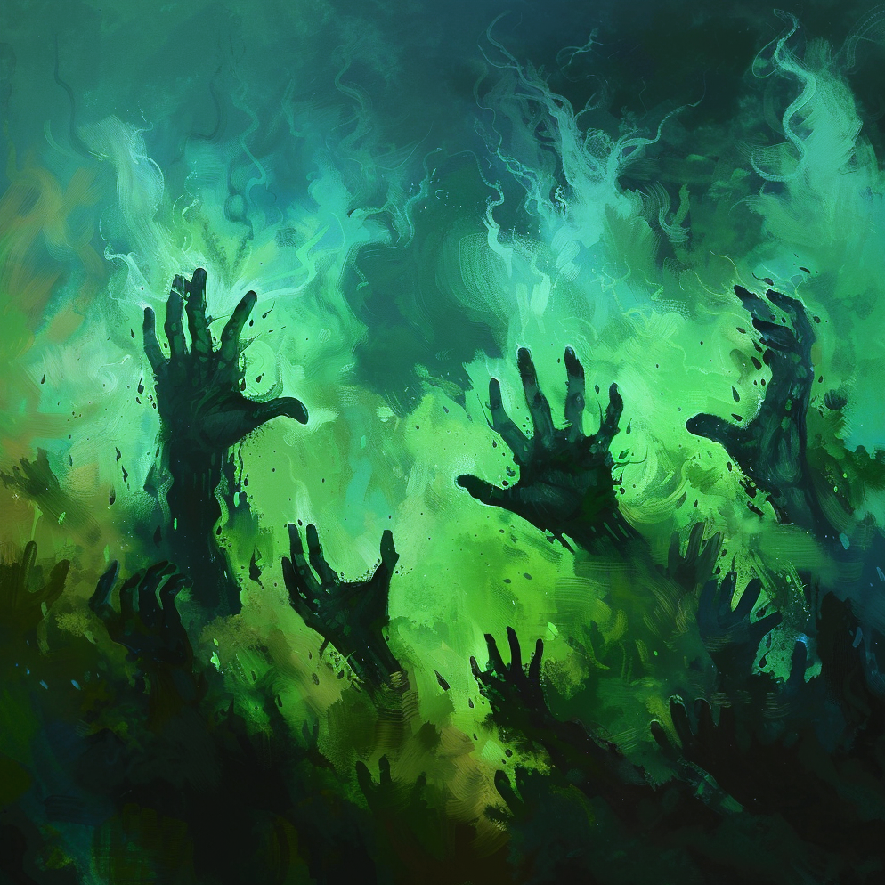 Hands of Despair Green Duvet Cover | Chic Home Decor