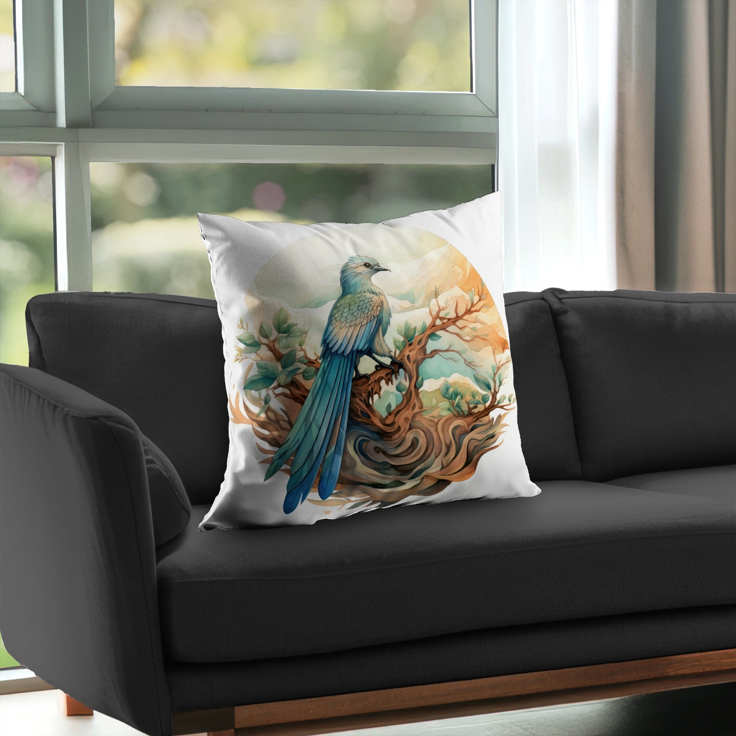 Perched Orange Poly Twill Throw Pillow Insert for Home Decor