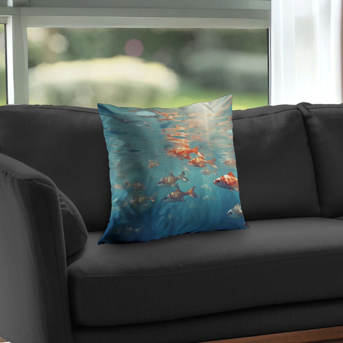 Surface tension Orange Poly Twill Throw Pillow - Home Decor