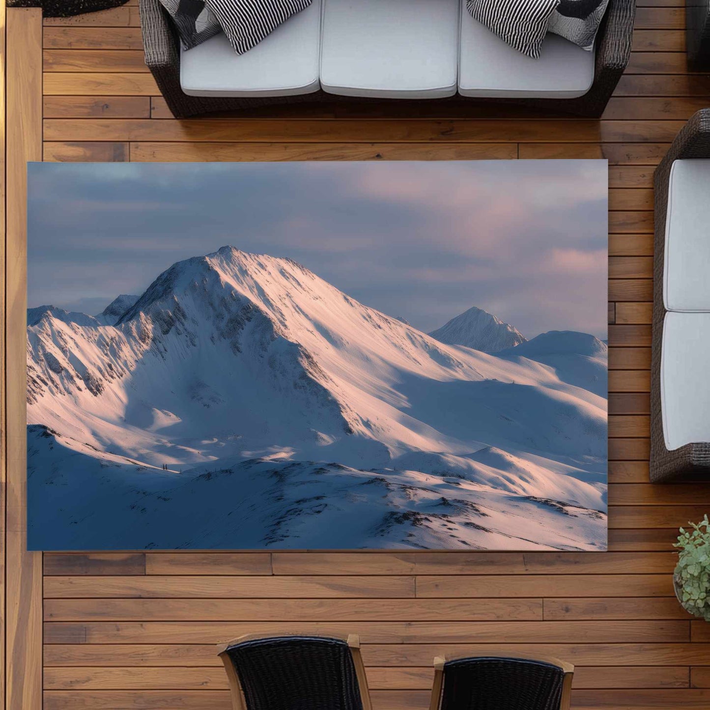 Tapis d'extérieur bleu Icy Peaks pour une décoration intérieure élégante