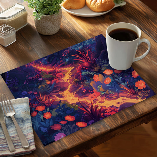 Burning flowers - 14"x18" Polyester Placemat