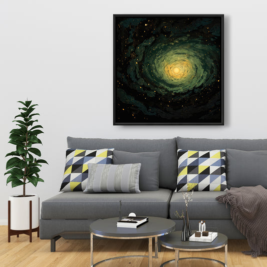 Swirling gases - Black framed canvas for home decor elegance