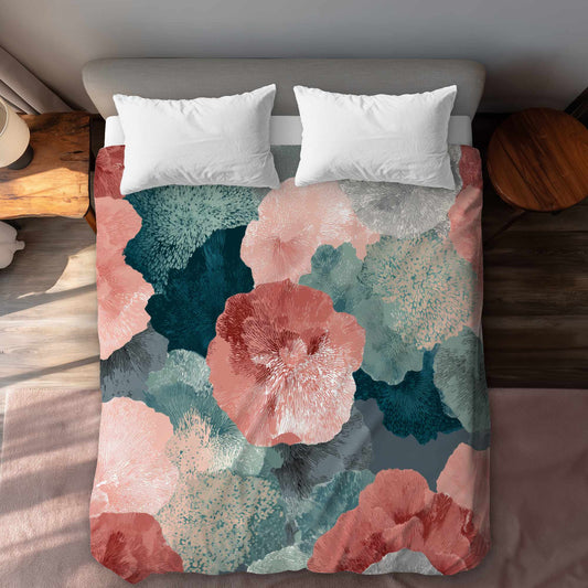 Housse de couette Fleurs de corail murmurantes - Décoration intérieure élégante