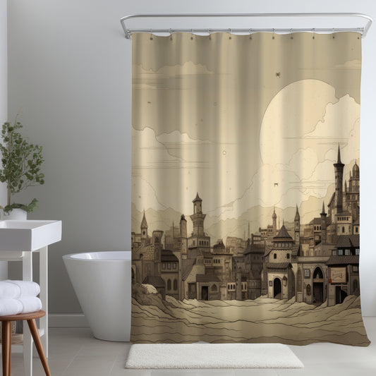Desert Town Gray Shower Curtain for Stylish Home Decor