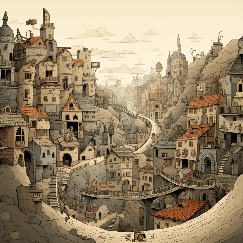 Intricate Town Hall - Beige Canvas for Elegant Home Decor