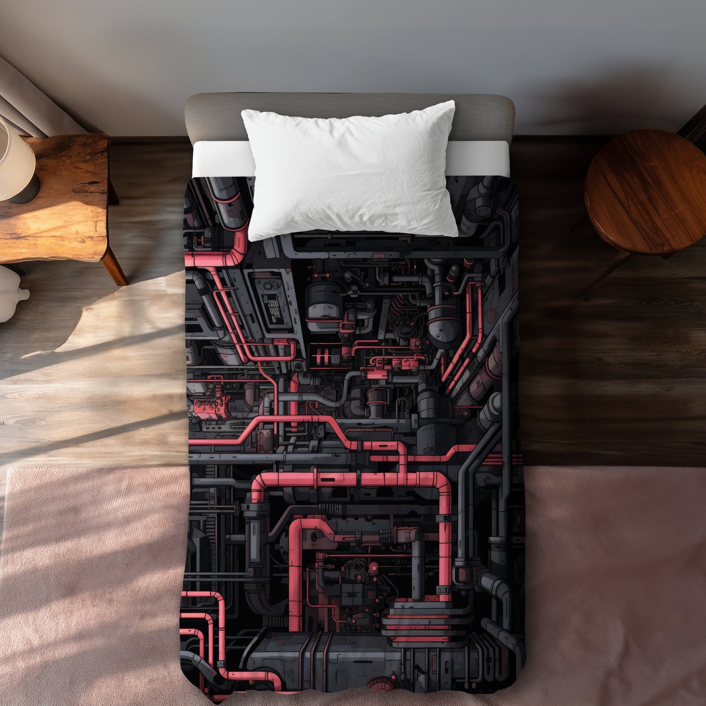 Tubular Nightmare - Housse de couette rouge pour la décoration intérieure | Style cosy