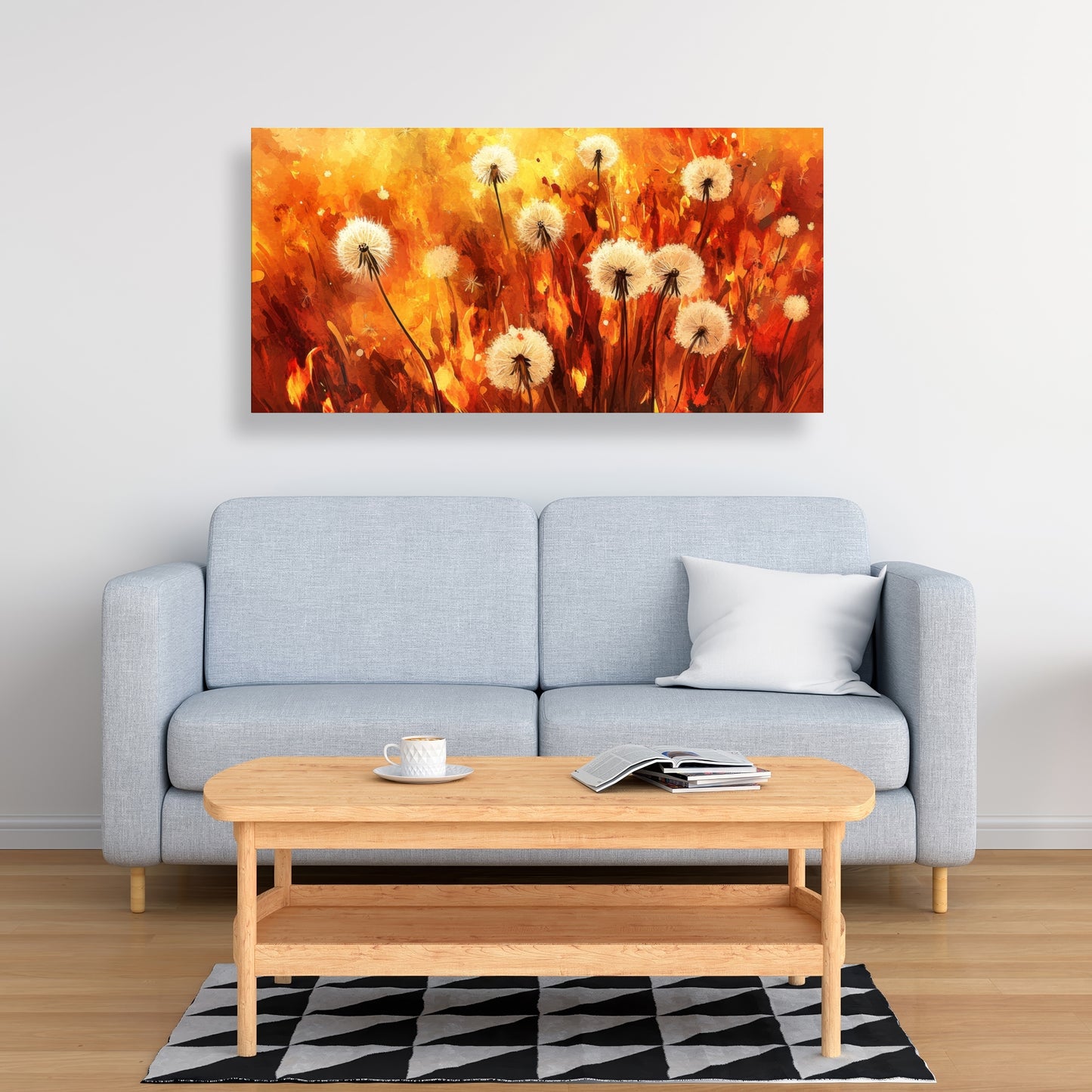 Dandelion Fire - Yellow Canvas Art for Home Decor