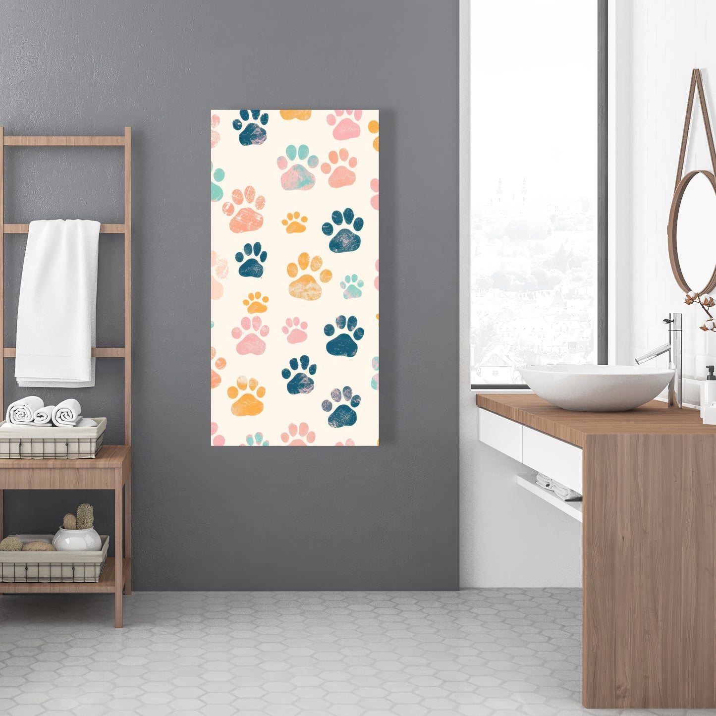 Cute Paws - Blue Canvas Wall Art for Home Decor