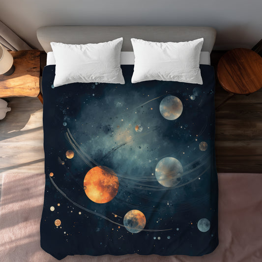 Deep Exploration Orange Duvet Cover | Stylish Home Decor