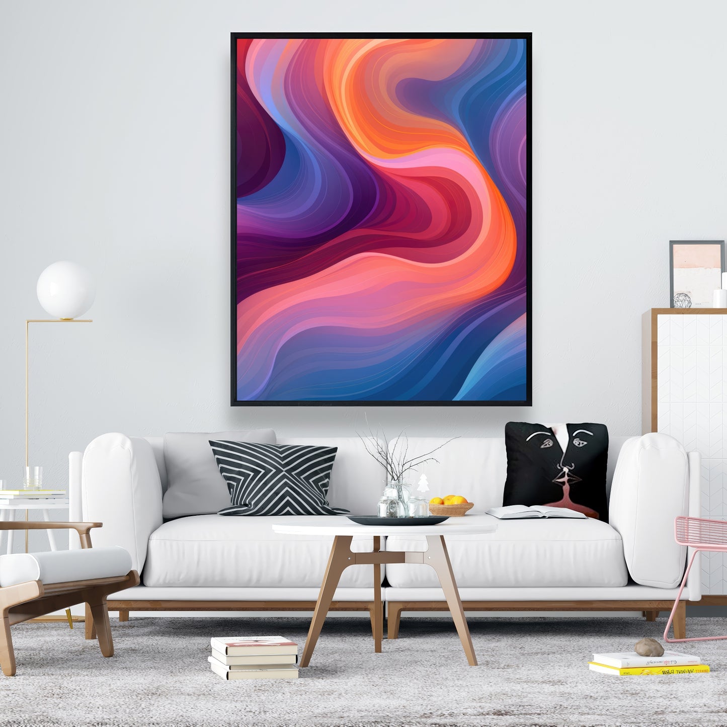 Purple Haze - Blue Framed Canvas Art for Home Decor