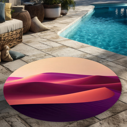 Deep Dunes Beige Round Outdoor Area Rug for Home Decor