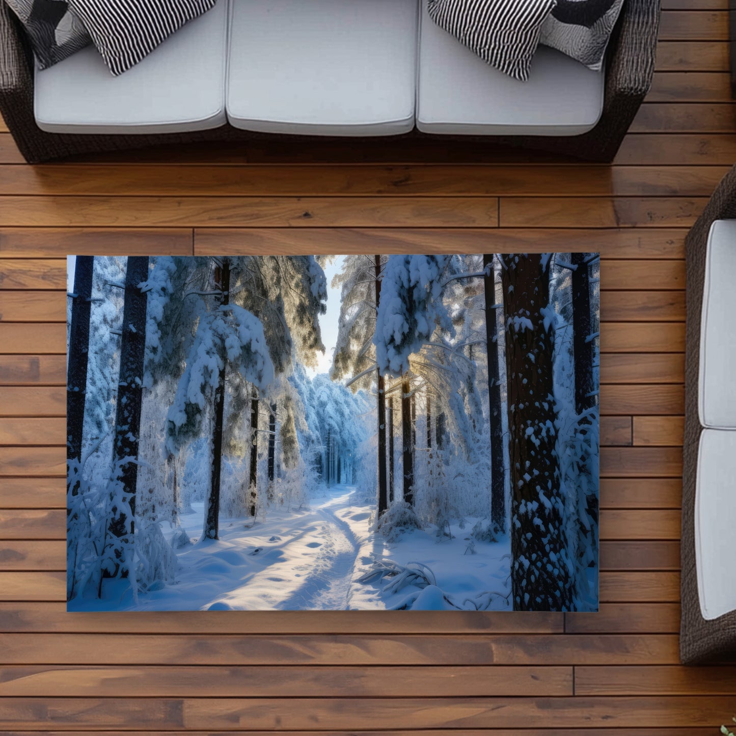 Snowy Path Brown Outdoor Area Rug | Home Decor Essentials