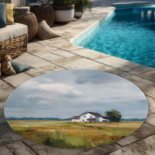 Marsh Blue Round Outdoor Area Rug for Home Decor | Stylish Comfort
