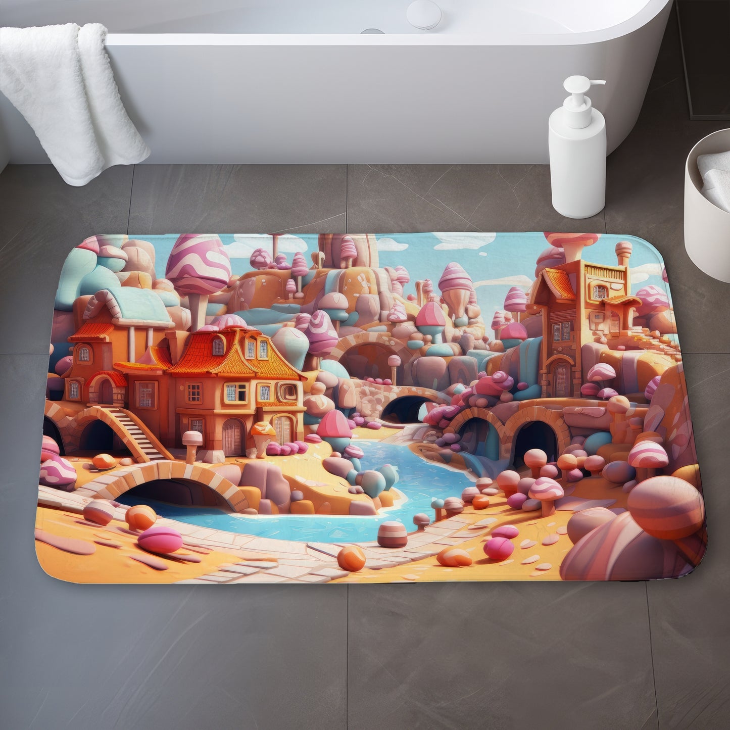 Sweet Kingdom Orange Bath Mat for Stylish Home Decor