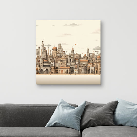 The Old Town - Brown Canvas Art for Home Decor | Stylish Wall Art