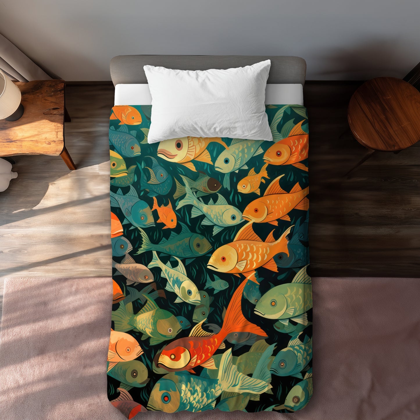 Simple Fishes Green Duvet Cover | Home Decor Essentials
