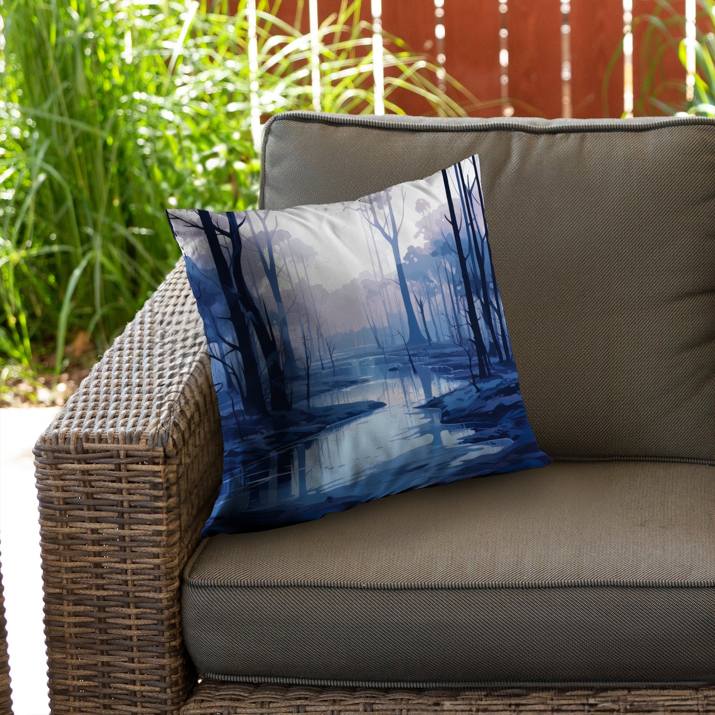 Cold and Muddy Blue Poly Twill Throw Pillow Insert | Home Decor
